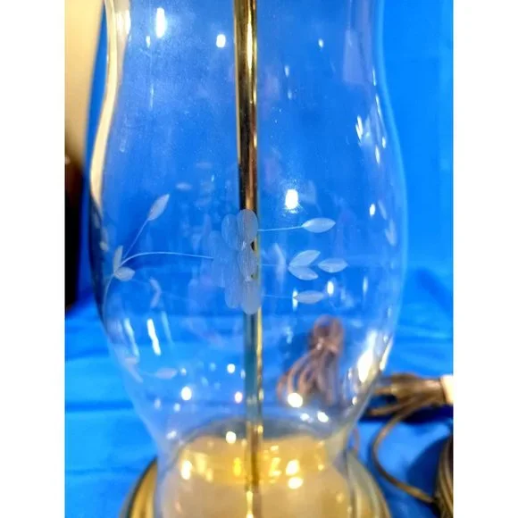 2 Vintage  28" Tall Princess House Heritage Brass Crystal Table Lamps Set Rare - Picture 5 of 11